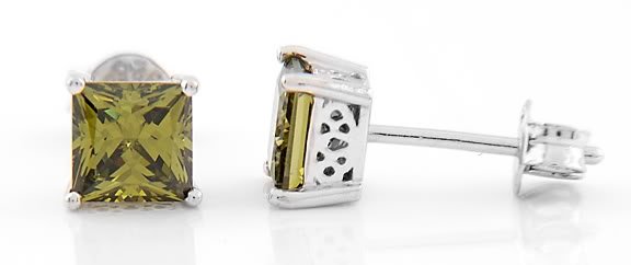 STERLING SILVER AUGUST BIRTHSTONE PRINCESS CUT 5MM STUD EARRINGS