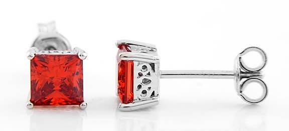 STERLING SILVER JANUARY BIRTHSTONE PRINCESS CUT 5MM STUD EARRING