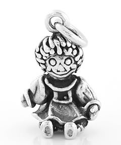 STERLING SILVER 3D RAGGEDY ANN DOLL CHARM/PENDANT