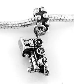 STERLING SILVER DANGLE LOCOMOTIVE TRAIN EUROPEAN BEAD