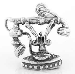 SILVER 3D FRENCH TELEPHONE CHARM/PENDANT