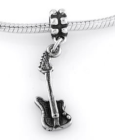 STERLING SILVER DANGLE ELECTRIC GUITAR EUROPEAN BEAD