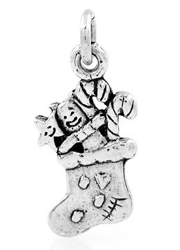 STERLING SILVER CHRISTMAS STOCKING CHARM/PENDANT