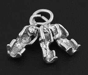 STERLING SILVER 3 MONKEYS-NO EVIL CHARM/PENDANT