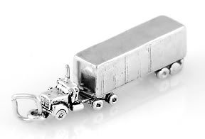 STERLING SILVER SEMI TRUCK (SOLID) CHARM/PENDANT