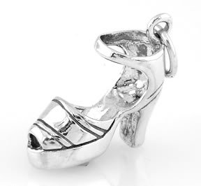STERLING SILVER 3D OPEN TOE STILETTO HEEL CHARM/PENDANT