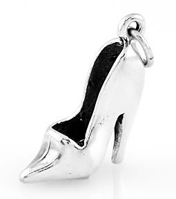 STERLING SILVER 3D STILETTO HIGH HEEL SHOE CHARM