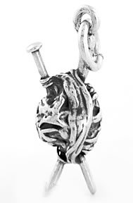 STERLING SILVER 3D YARN AND NEEDLES CHARM/PENDANT
