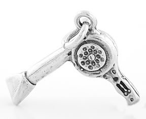 STERLING SILVER 3D LARGE HAIR DRYER HAIR STYLIST CHARM