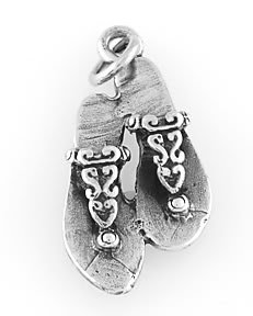 STERLING SILVER DECORATED FLAT FLIP FLOPS CHARM/PENDANT