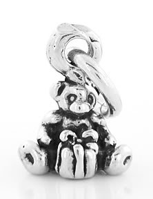 STERLING SILVER 3D TEDDY BEAR CHARM/PENDANT