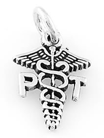 STERLING SILVER PT CADUCEUS CHARM/PENDANT