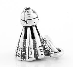 STERLING SILVER 3D BADMINTON SHUTTLECOCK CHARM/PENDANT