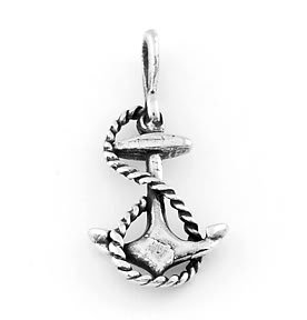 STERLING SILVER FAITH ANCHOR WITH ROPE CHARM/PENDANT