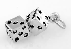 STERLING SILVER PAIR OF DICE CHARM/PENDANT