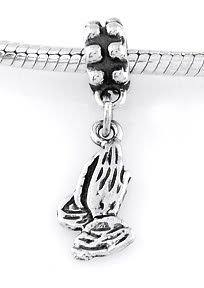 STERLING SILVER DANGLE PRAYING HANDS EUROPEAN BEAD