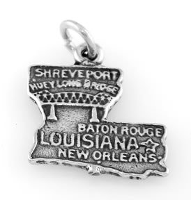 STERLING SILVER STATE OF LOUISIANA CHARM/PENDANT