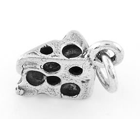 STERLING SILVER SLICE SWISS CHEESE CHARM/PENDANT