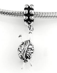 STERLING SILVER DANGLE YARN AND NEEDLES EUROPEAN BEAD