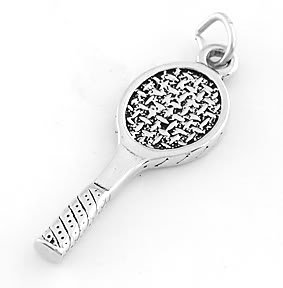 STERLING SILVER TENNIS RACKET CHARM/PENDANT