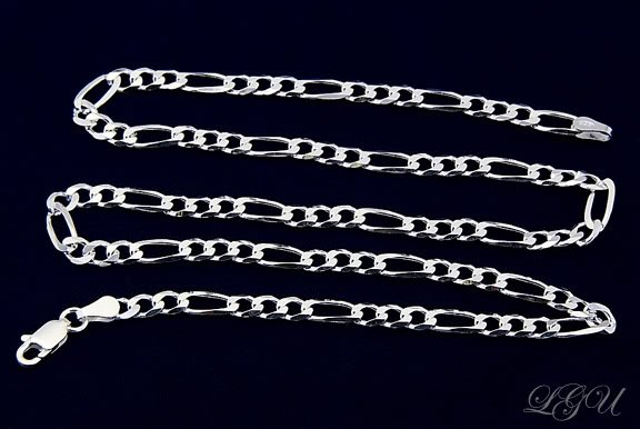 STERLING SILVER 8MM ITALIAN FIGARO LINK 24" NECKLACE