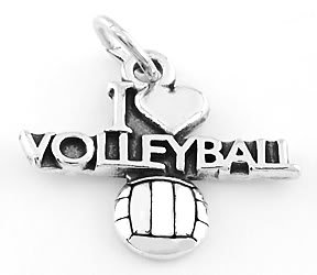 STERLING SILVER I LOVE VOLLEYBALL CHARM/PENDANT