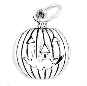 STERLING SILVER HALLOWEEN JACK-O-LANTERN PUMPKIN CHARM/PENDANT