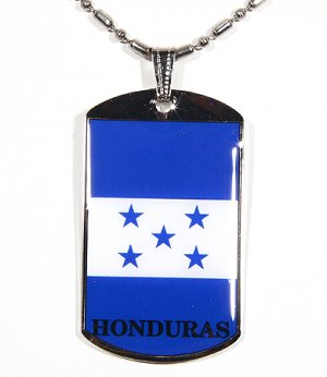 Honduras Flag Polymer Glazed Color Photo Dog Tag
