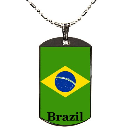 Brazil Flag Polymer Glazed Dog Tag