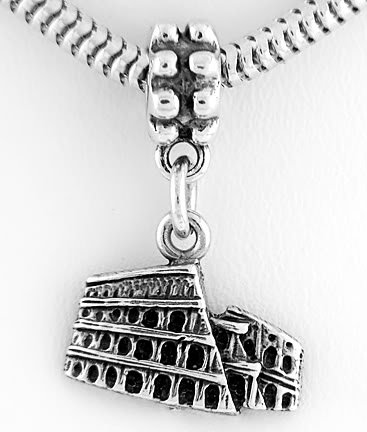 STERLING SILVER DANGLING BEAD ROME COLOSSEUM EUROPEAN BEAD