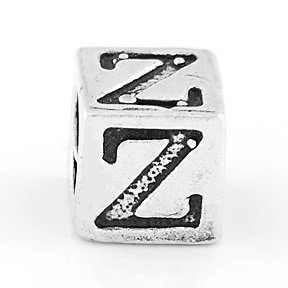 STERLING SILVER BLOCK LETTER INITIAL Z CUBE CHARM