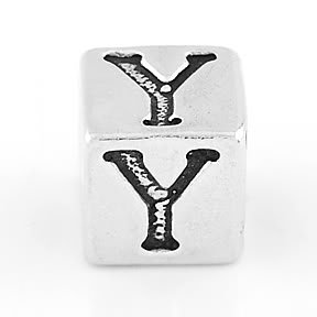 STERLING SILVER BLOCK LETTER INITIAL Y CUBE CHARM