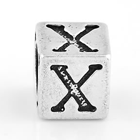 STERLING SILVER BLOCK LETTER INITIAL X CUBE CHARM
