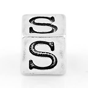 STERLING SILVER BLOCK LETTER INITIAL S CUBE CHARM