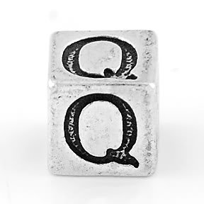 STERLING SILVER BLOCK LETTER INITIAL Q CUBE CHARM