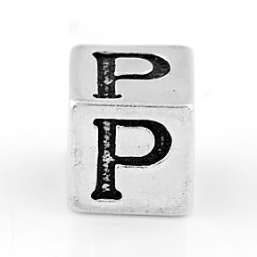 STERLING SILVER BLOCK LETTER INITIAL P CUBE CHARM