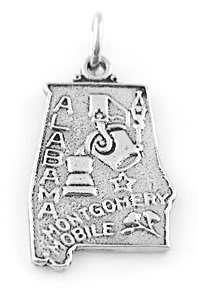 STERLING SILVER STATE OF ALABAMA CHARM/PENDANT