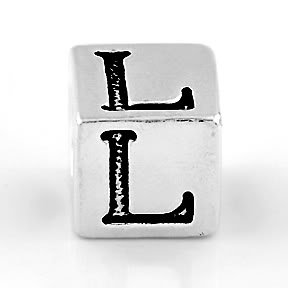 STERLING SILVER BLOCK LETTER INITIAL L CUBE CHARM