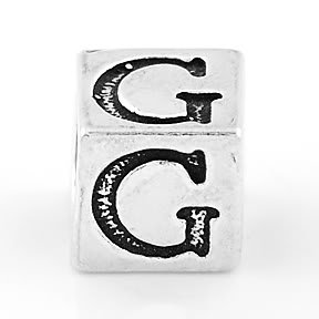 STERLING SILVER BLOCK LETTER INITIAL G CUBE CHARM