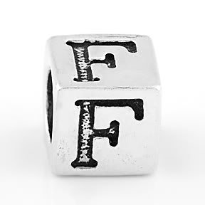 STERLING SILVER BLOCK LETTER INITIAL F CUBE CHARM
