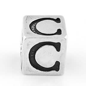 STERLING SILVER BLOCK LETTER INITIAL C CUBE CHARM
