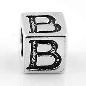 STERLING SILVER BLOCK LETTER INITIAL B CUBE CHARM