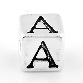 STERLING SILVER BLOCK LETTER INITIAL A CUBE CHARM