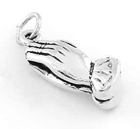 STERLING SILVER PRAYING HANDS PUFF CHARM/PENDANT