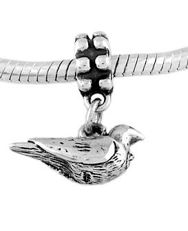 STERLING SILVER DANGLE TURTLE DOVE EUROPEAN BEAD