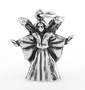 STERLING SILVER ANGEL WITH WINGS 3D CHARM/PENDANT