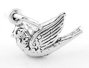 STERLING SILVER DOVE BIRD 3D CHARM/PENDANT
