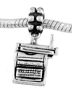 STERLING SILVER DANGLE TYPEWRITER EUROPEAN BEAD