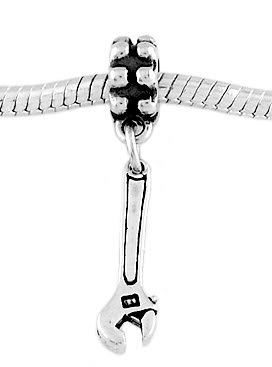 STERLING SILVER DANGLE TOOL - WRENCH EUROPEAN BEAD