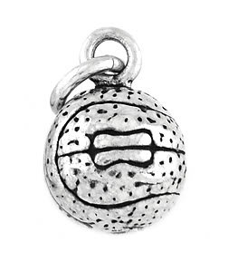 STERLING SILVER 3D BASKETBALL/ BALL CHARM/PENDANT